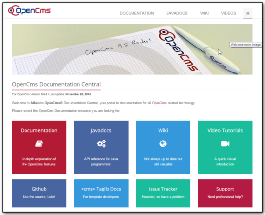 The OpenCms documentation website